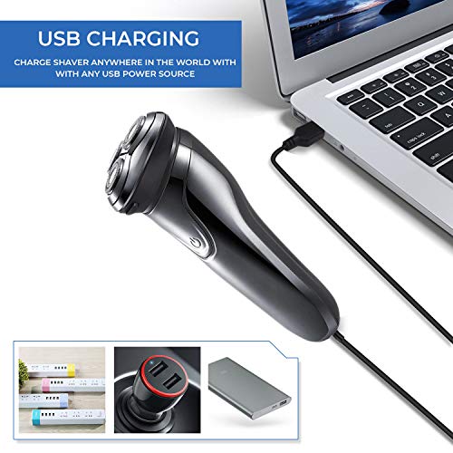 3D Rechargeable Electric Shaver IPX7 Waterproof Wet and Dry Men's Rotary Shaver with Pop-up Trimmer - Image 7