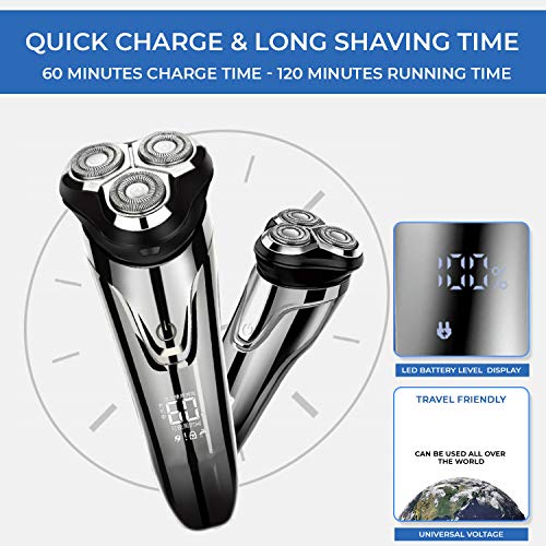 Demo 2 3D Rechargeable Electric Shaver IPX7 Waterproof Wet and Dry Men's Rotary Shaver with Pop-up Trimmer - Image 5