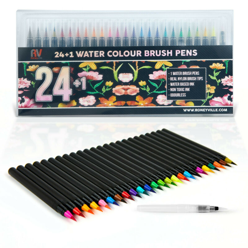 24 +1 Pack Professional Watercolour Brush Pens Set Drawing Art Sketch Manga